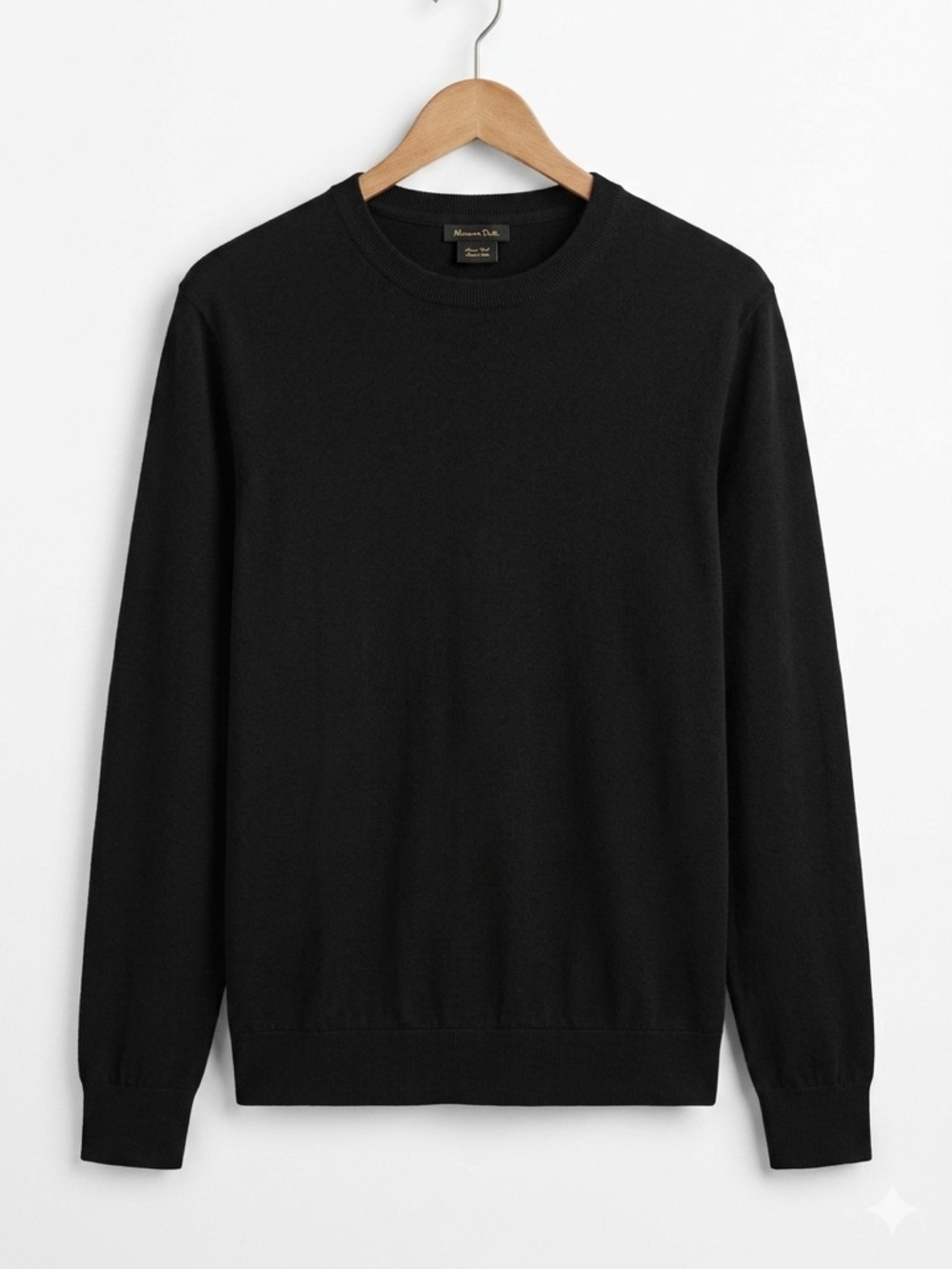Massimo Dutti Black Crewneck Knit Sweater